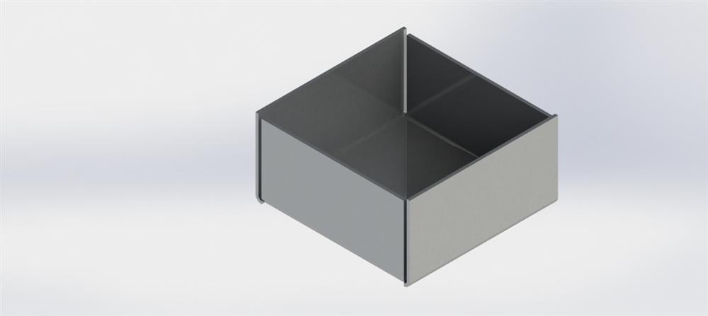 خروجی نهایی از باکس مدل شده در محیط sheet metal  نرم‌افزار solidworks